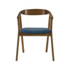 Alana Dining Chair Set of 2 | Walnut Brown Wood Frame | Blue Fabric