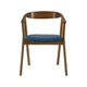 Alana Dining Chair Set of 2 | Walnut Brown Wood Frame | Blue Fabric