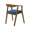 Alana Dining Chair Set of 2 | Walnut Brown Wood Frame | Blue Fabric
