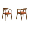 Alana Dining Chair Set of 2 | Walnut Brown Wood Frame | Orange Fabric