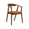 Alana Dining Chair Set of 2 | Walnut Brown Wood Frame | Orange Fabric