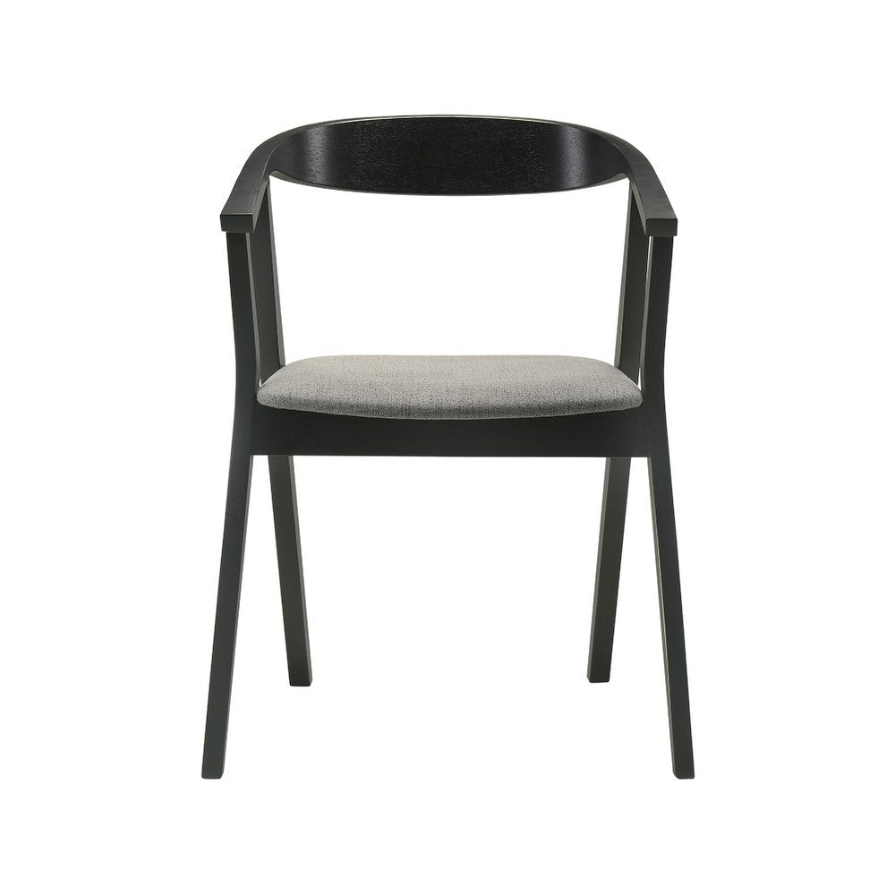 Alana Dining Chair Set of 2 | Black Wood Frame | Charcoal Gray Fabric