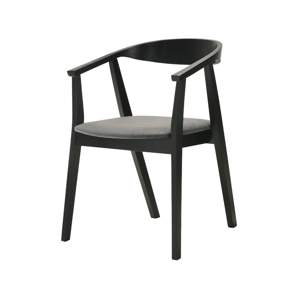 Alana Dining Chair Set of 2 | Black Wood Frame | Charcoal Gray Fabric