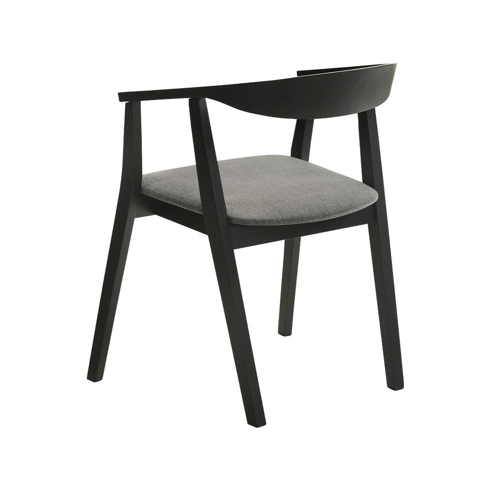 Alana Dining Chair Set of 2 | Black Wood Frame | Charcoal Gray Fabric