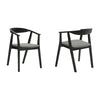 Alana Dining Chair Set of 2 | Black Wood Frame | Charcoal Gray Fabric