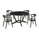 Alana 5pc Dining Table Set | Black Wood | Metal | 4 Charcoal Gray Chairs