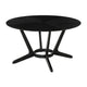 Alana 7pc Dining Table Set | Black Wood | Metal | 6 Charcoal Gray Chairs