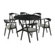 Alana 7pc Dining Table Set | Black Wood | Metal | 6 Charcoal Gray Chairs