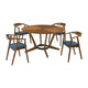 Alana 5pc Round Dining Table Set | Walnut Brown Wood | 4 Blue Chairs