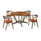Alana 5pc Round Dining Table Set | Walnut Brown Wood | 4 Orange Chairs