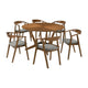 Alana 7pc Round Dining Set | Walnut Brown Wood | 6 Charcoal Gray Chairs