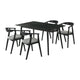 Wena Alana 5pc Dining Table Set | Black Wood | 4 Charcoal Gray Chairs