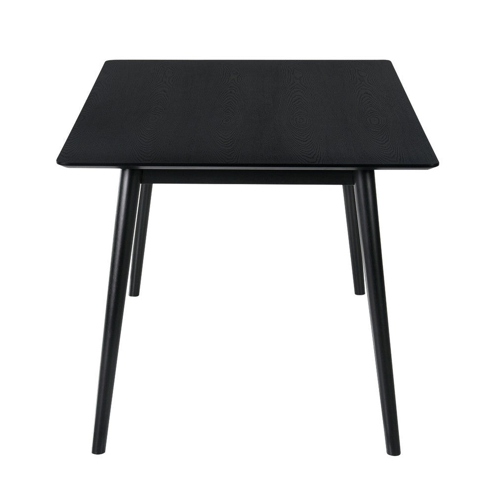 Wena Alana 5pc Dining Table Set | Black Wood | 4 Charcoal Gray Chairs