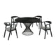 Kirk Alana 5pc Dining Table Set | Black Wood | Metal | 4 Charcoal Gray Chairs