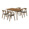 Wena Alana 5pc Dining Table Set | Walnut Brown Wood | 4 Charcoal Gray Chairs