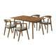 Wena Alana 5pc Dining Table Set | Walnut Brown Wood | 4 Charcoal Gray Chairs