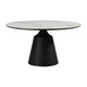 Loxi Dining Table | Round 55" Gray Stone Top | Black Metal Pedestal