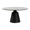 Loxi Dining Table | Round 55’’ Gray Stone Top | Black Metal Pedestal BM339041