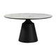 Loxi Dining Table | Round 55’’ Gray Stone Top | Black Metal Pedestal BM339041