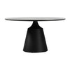 Loxi Dining Table | Round 55’’ Gray Stone Top | Black Metal Pedestal BM339041