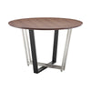 Leyne 48’’ Round Dining Table | Stainless Steel & Black Iron | Walnut Veneer