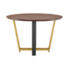 Leyne 48’’ Round Dining Table | Gold Steel & Black Iron | Walnut Veneer