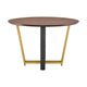 Leyne 48’’ Round Dining Table | Gold Steel & Black Iron | Walnut Veneer