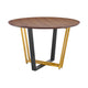 Leyne 48’’ Round Dining Table | Gold Steel & Black Iron | Walnut Veneer