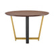 Leyne 48’’ Round Dining Table | Gold Steel & Black Iron | Walnut Veneer