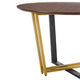Leyne 48’’ Round Dining Table | Gold Steel & Black Iron | Walnut Veneer