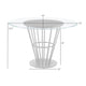 Vena Dining Table | Brushed Steel | Brown Wood | 48’’ Glass Top