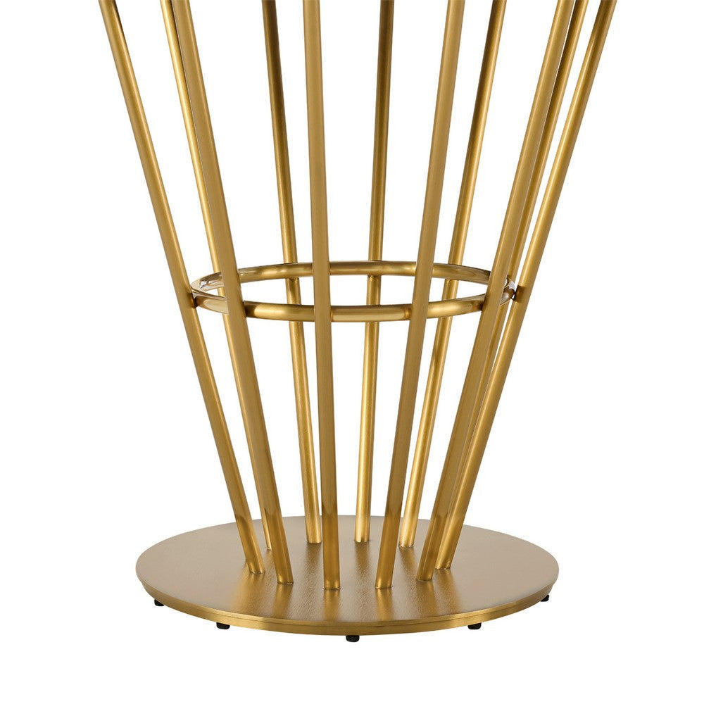 Vena Dining Table | Gold Stainless Steel | Brown Wood | 48’’ Glass Top