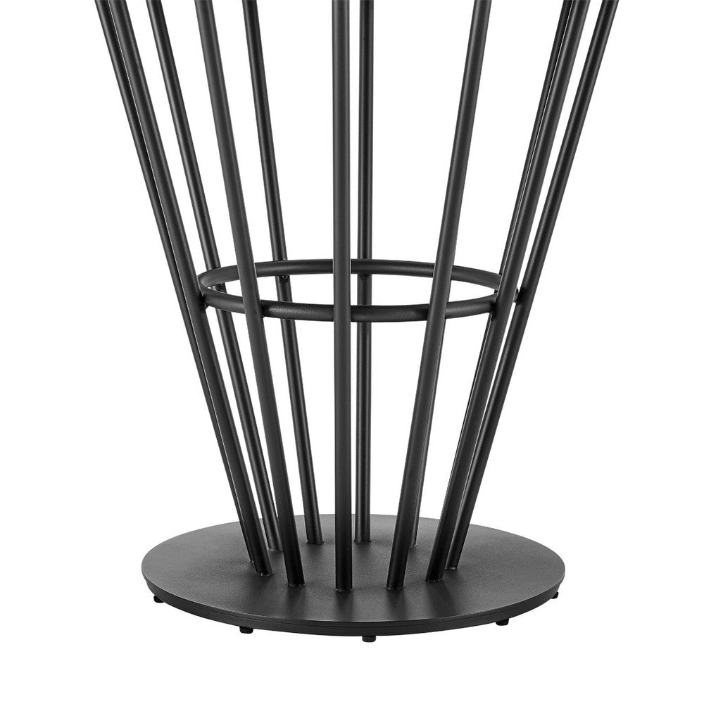 Vena Shany 5pc Dining Table & 4 Chairs Set | Black Iron | Glass Top