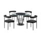 Vena Shany 5pc Dining Table & 4 Chairs Set | Black Iron | Glass Top