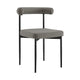 Vena Shany 5pc Dining Table & 4 Gray Chairs Set | Black Iron | Glass Top