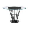 Vena Shany 5pc Dining Table & 4 Gray Chairs Set | Black Iron | Glass Top