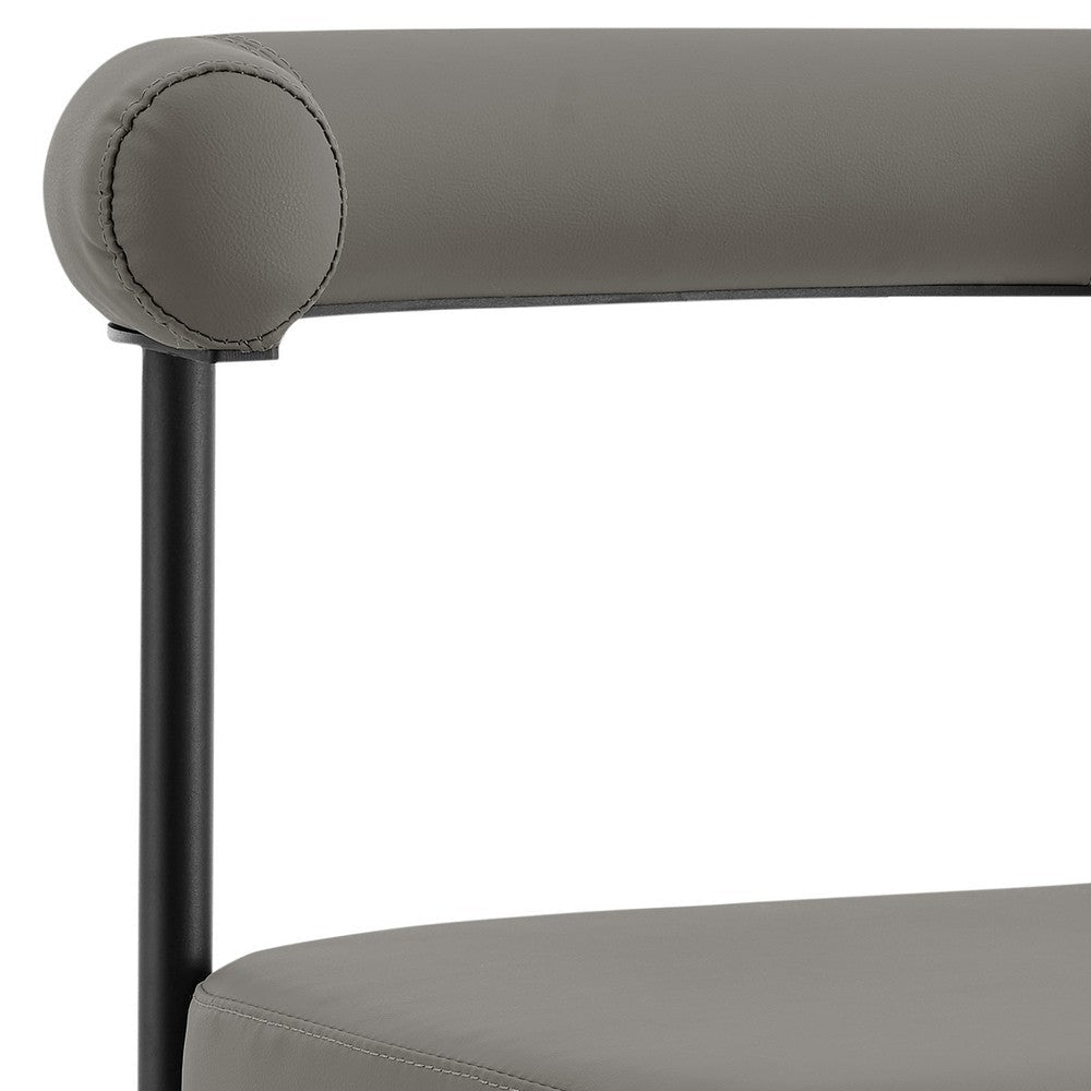 Vena Shany 5pc Dining Table & 4 Gray Chairs Set | Black Iron | Glass Top