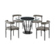 Vena Shany 5pc Dining Table & 4 Gray Chairs Set | Black Iron | Glass Top