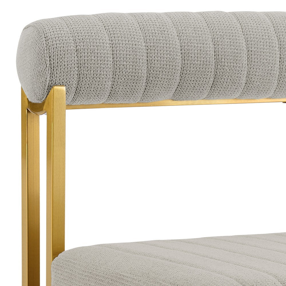 Danie Tasie 5pc Glass Dining Table Set | Gold Steel | 4 Taupe Polyester Chairs BM339053