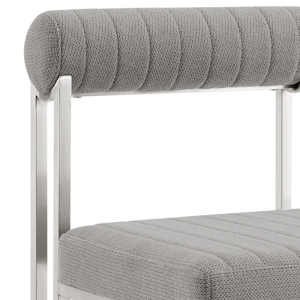 Danie Tasie 7pc Glass Dining Table Set | 6 Light Gray Polyester Chairs