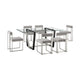 Danie Tasie 7pc Glass Dining Table Set | 6 Light Gray Polyester Chairs