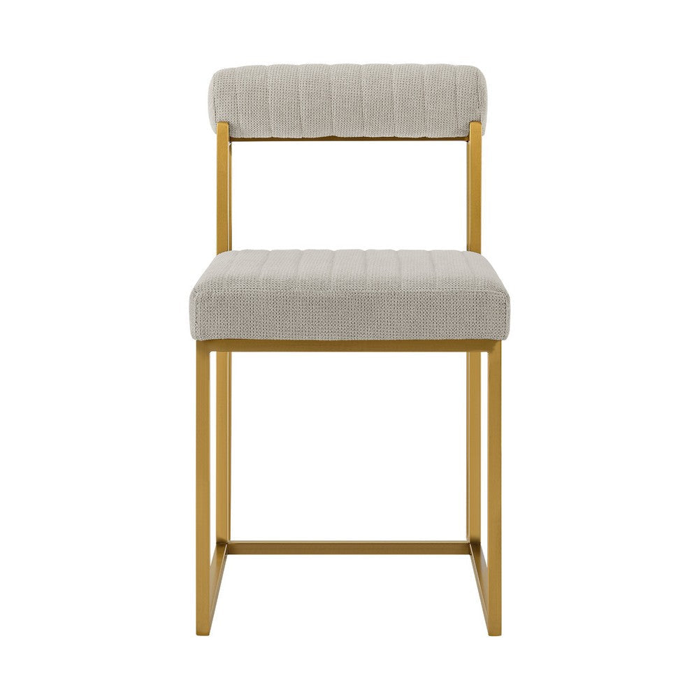 Danie Tasie 7pc Glass Dining Table Set | Gold Brushed Steel | 6 Taupe Chairs BM339057