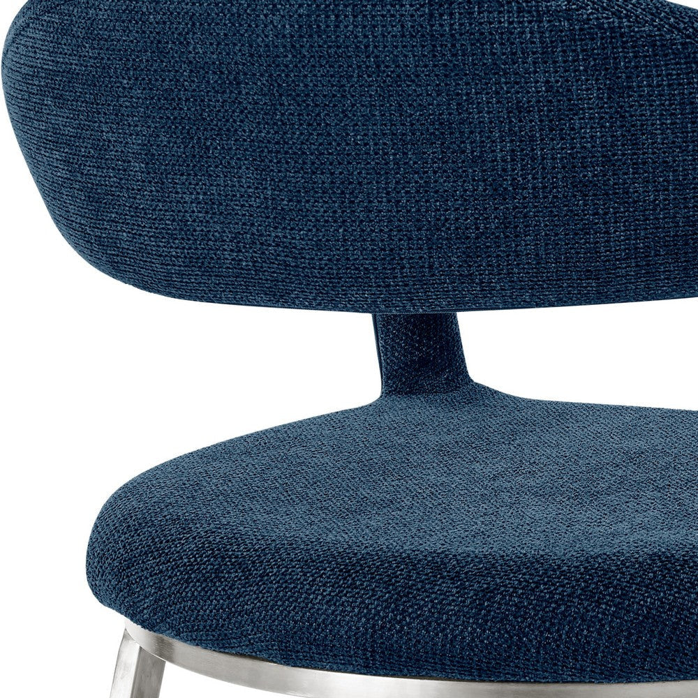 Rorry Morgie 5pc Glass Dining Table Set | Silver Steel Base | 4 Blue Chairs BM339058