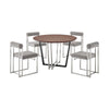 Leyne Tasie 5 Piece Dining Table Set | Brown Wood | 4 Light Gray Chairs