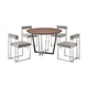 Leyne Tasie 5 Piece Dining Table Set | Brown Wood | 4 Light Gray Chairs