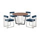 Leyne Tasie 5pc Dining Table Set | Brown Wood Top | 4 Blue Polyester Chairs