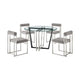 Sanaya Anastasia 5pc Dining Table Set | Glass Top & Iron | 4 Light Gray Chairs