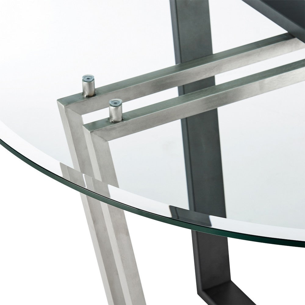 Sanaya Anastasia 5pc Dining Table Set | Glass Top & Iron | 4 Light Gray Chairs BM339064