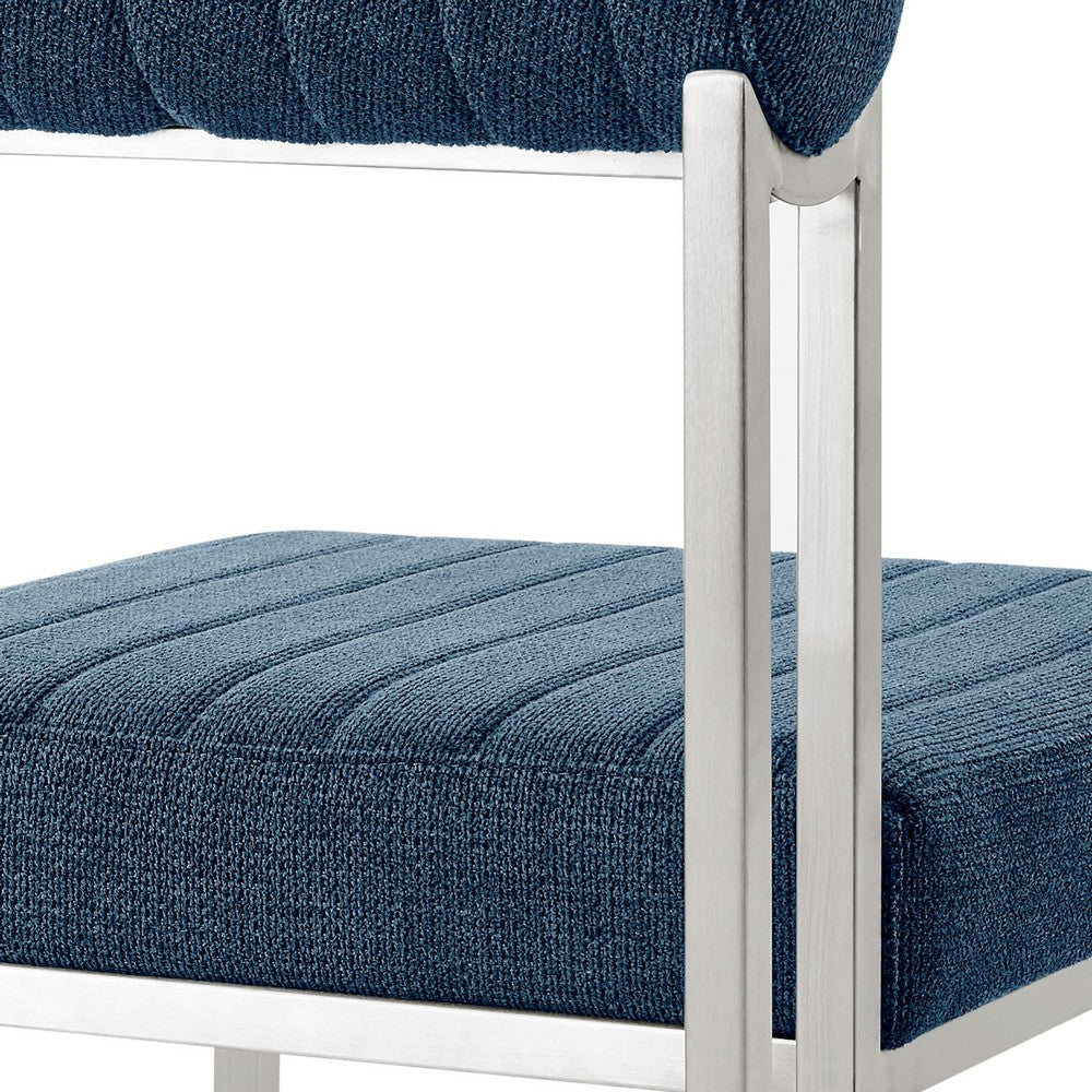 Sanaya Anastasia 5pc Dining Table Set | Glass Top & Steel | 4 Blue Chairs