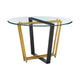 Sanaya Anastasia 5pc Dining Table Set | Glass Top & Gold Steel | 4 Taupe Chairs